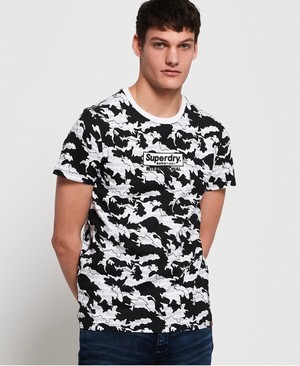 Superdry International Monochrome Férfi Pólók Fehér/Fekete | PNUMR0736